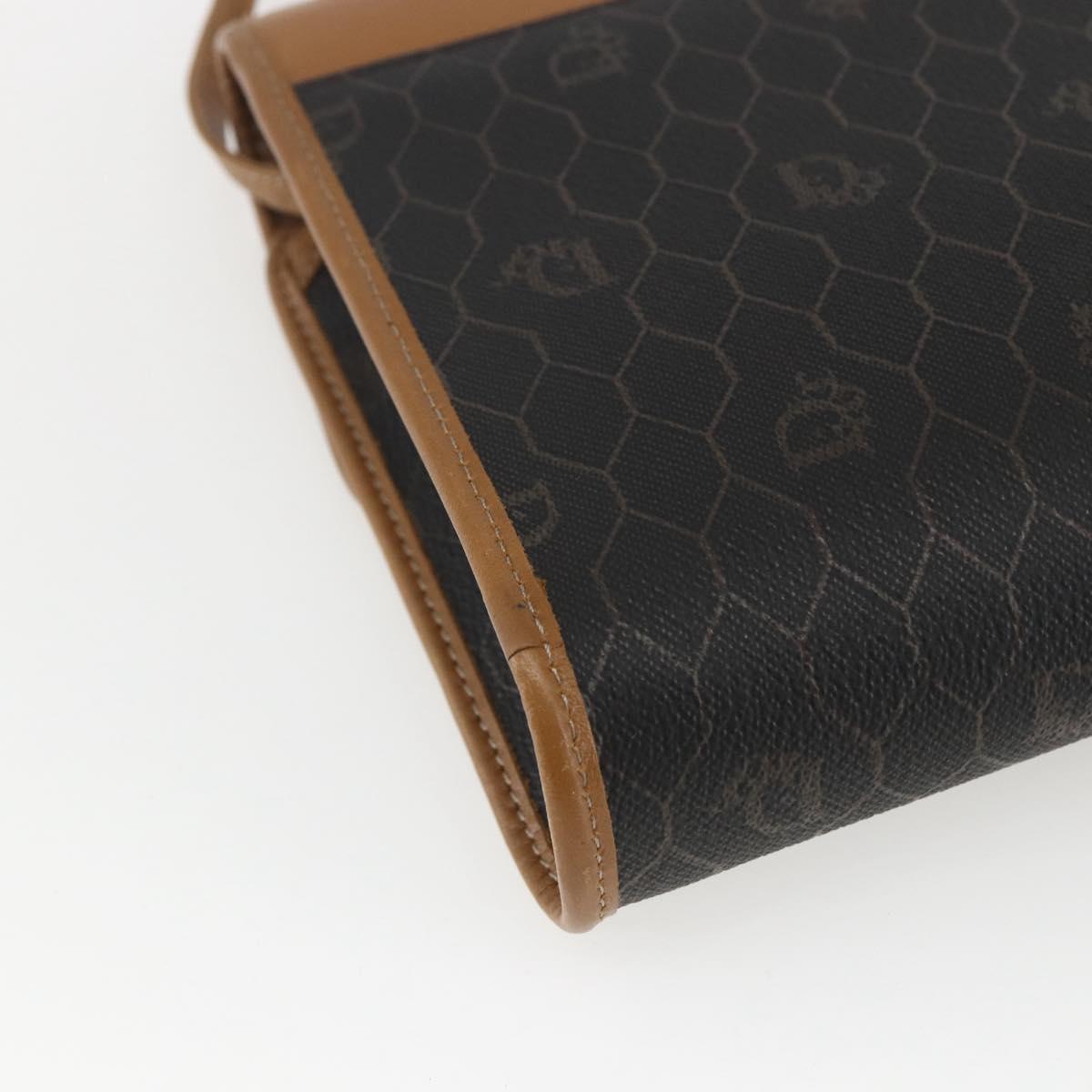 Christian Dior Honeycomb Canvas Shoulder Bag PVC Black Gold Auth ar13897