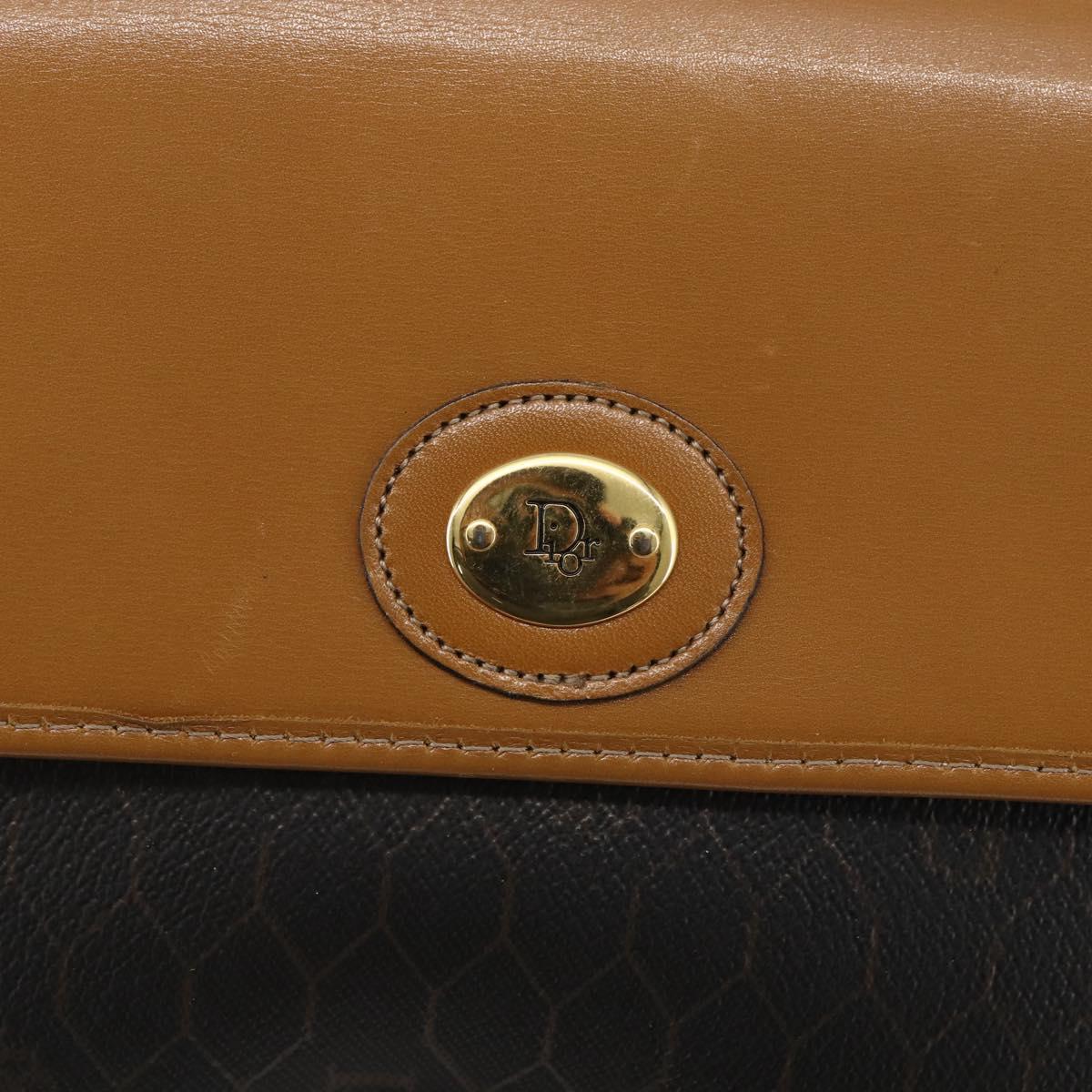 Christian Dior Honeycomb Canvas Shoulder Bag PVC Black Gold Auth ar13897