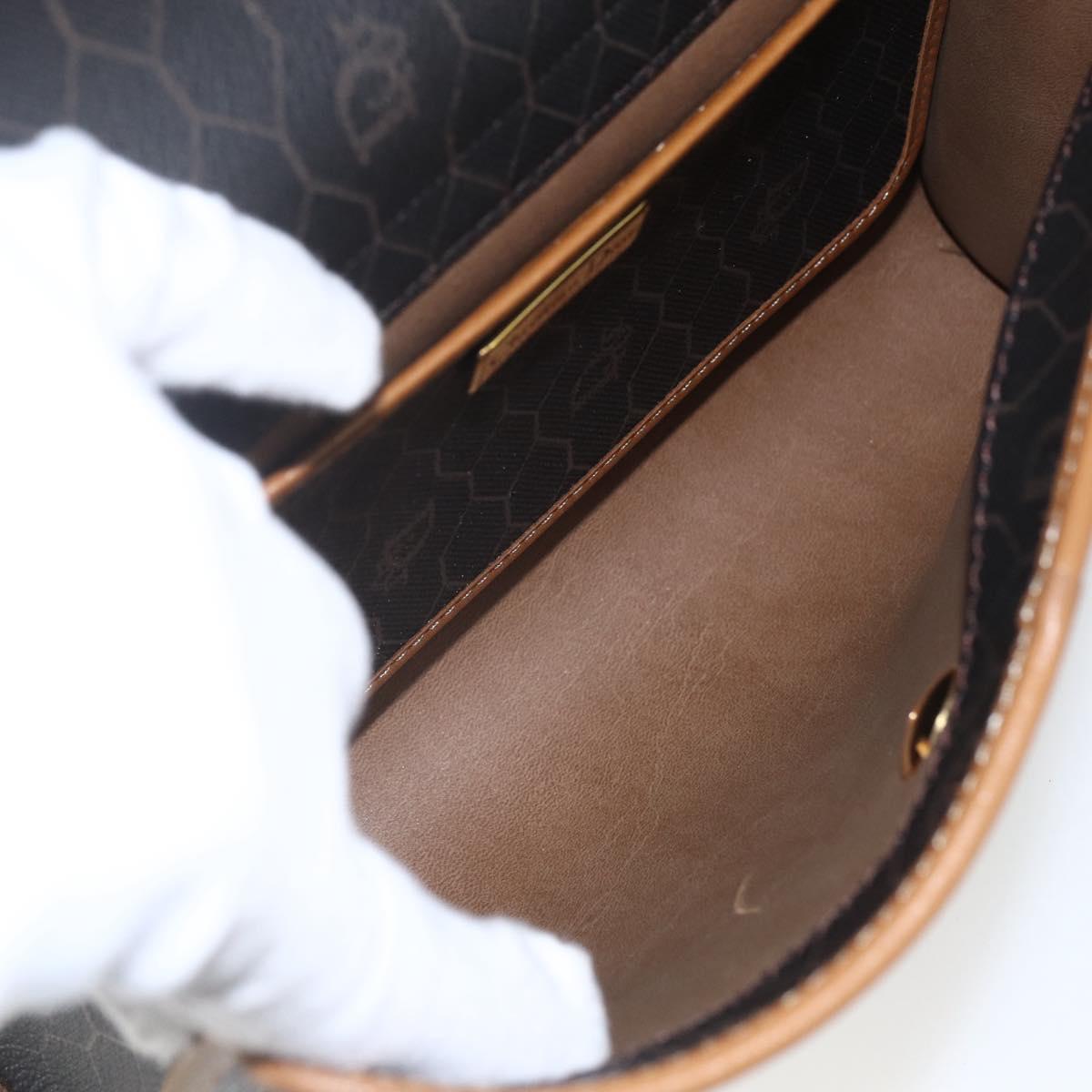 Christian Dior Honeycomb Canvas Shoulder Bag PVC Black Gold Auth ar13897