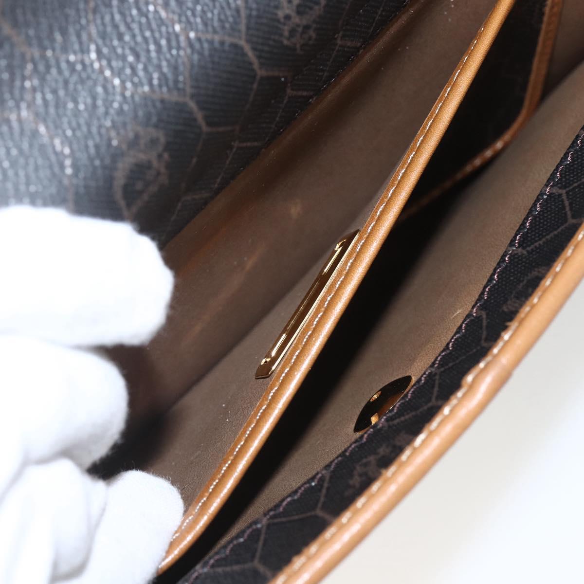 Christian Dior Honeycomb Canvas Shoulder Bag PVC Black Gold Auth ar13897