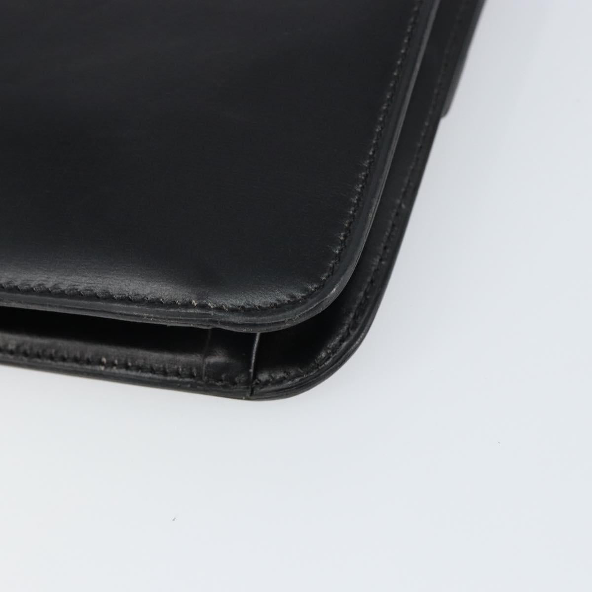 Christian Dior Shoulder Bag Leather Black Gold Auth ar13899