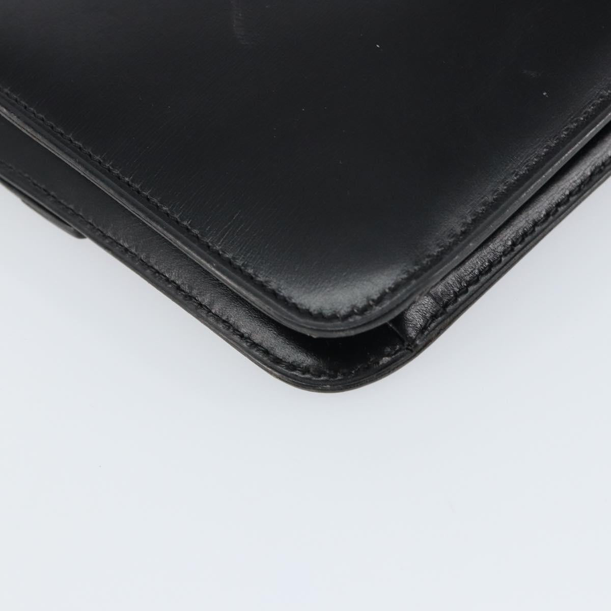 Christian Dior Shoulder Bag Leather Black Gold Auth ar13899
