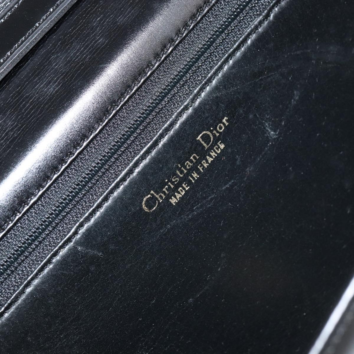 Christian Dior Shoulder Bag Leather Black Gold Auth ar13899