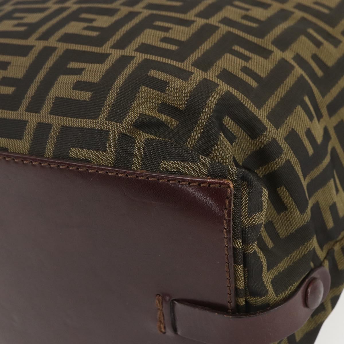 FENDI Zucca Canvas Hand Bag Black Brown Auth ar13907