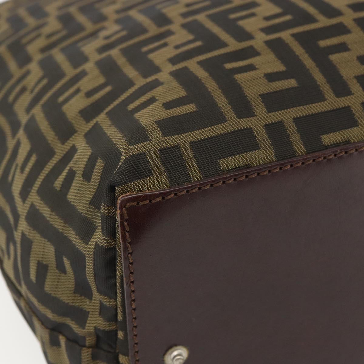 FENDI Zucca Canvas Hand Bag Black Brown Auth ar13907
