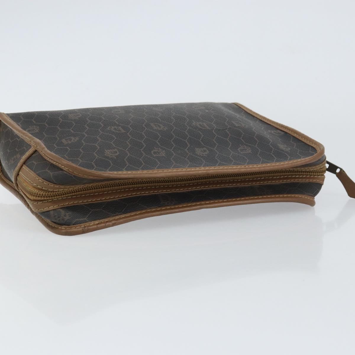 Christian Dior Honeycomb Canvas Clutch Bag PVC Black Auth ar13909