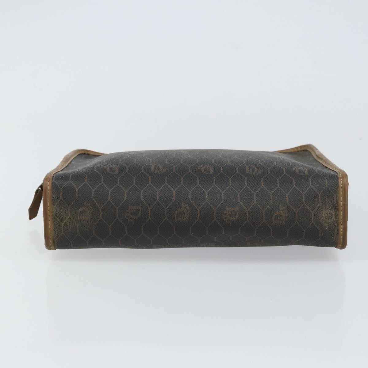 Christian Dior Honeycomb Canvas Clutch Bag PVC Black Auth ar13909