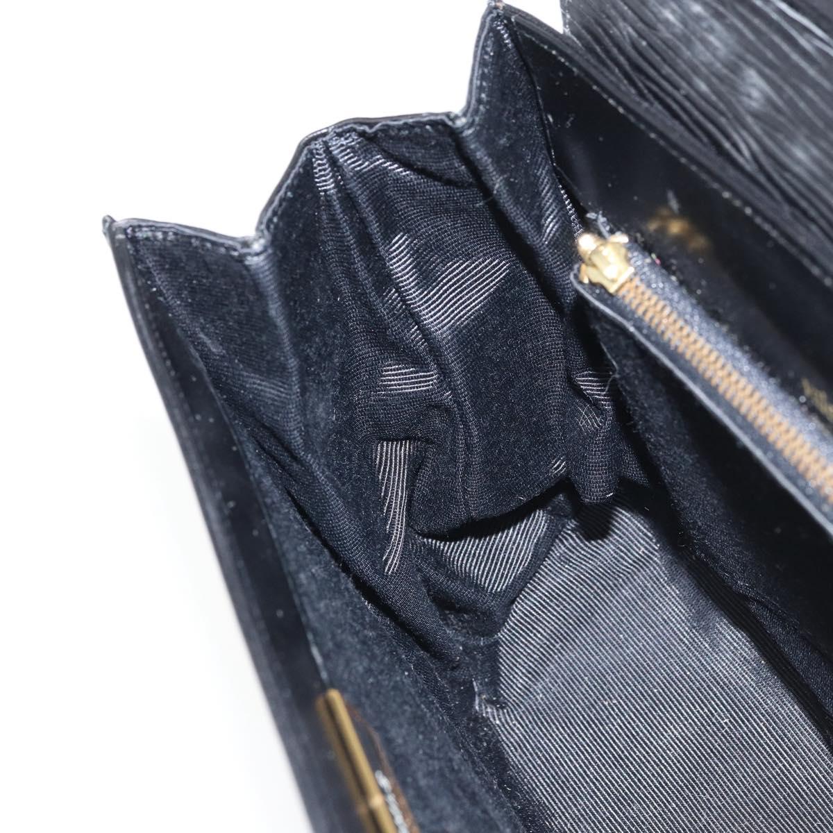 VALENTINO Hand Bag Leather 2way Black Gold Auth ar13911