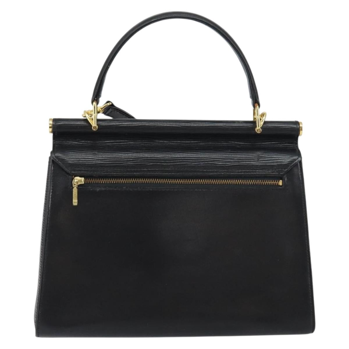 VALENTINO Hand Bag Leather 2way Black Gold Auth ar13911