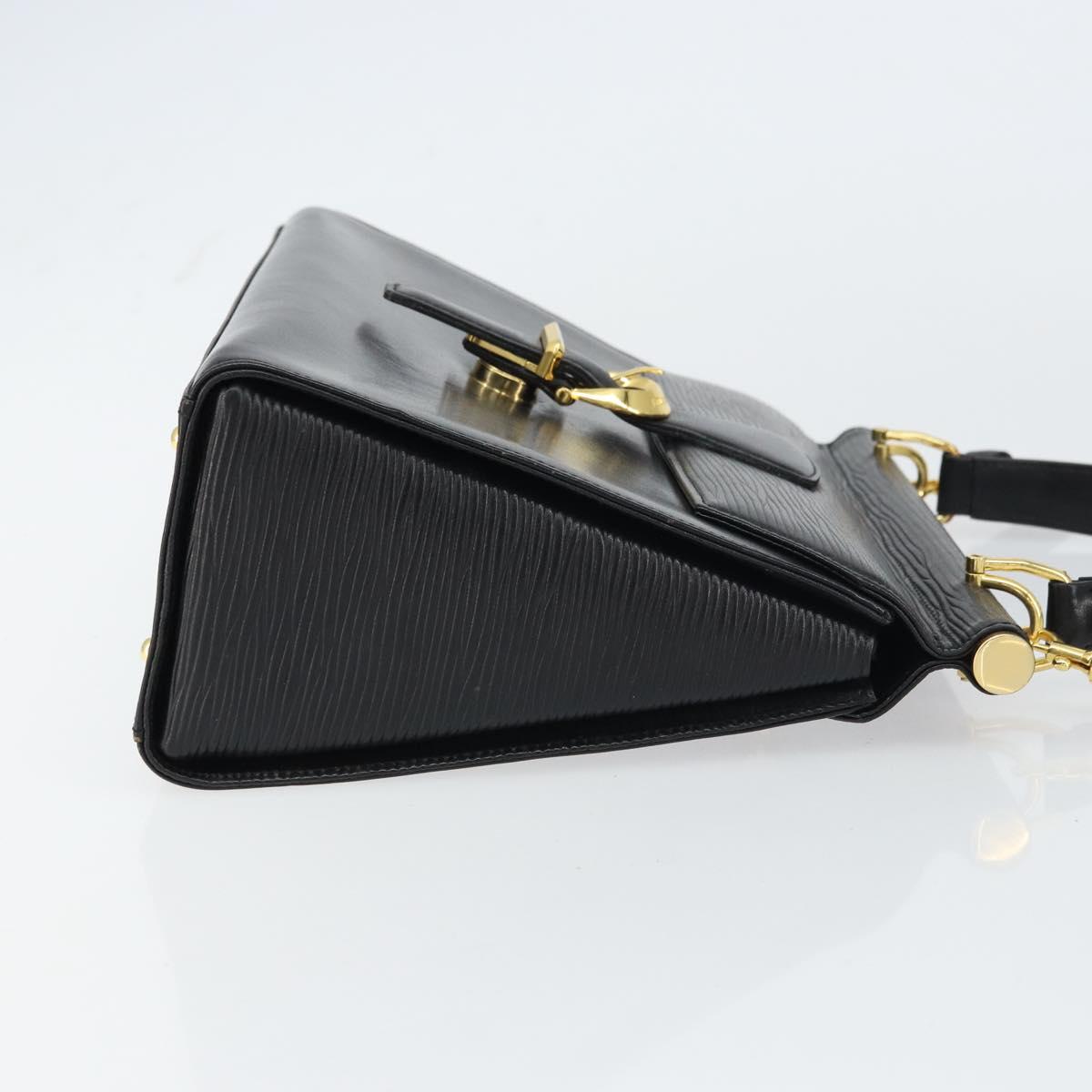 VALENTINO Hand Bag Leather 2way Black Gold Auth ar13911