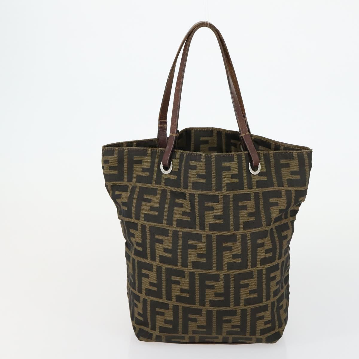 FENDI Zucca Canvas Hand Bag 2 Set Black Brown Auth ar13914
