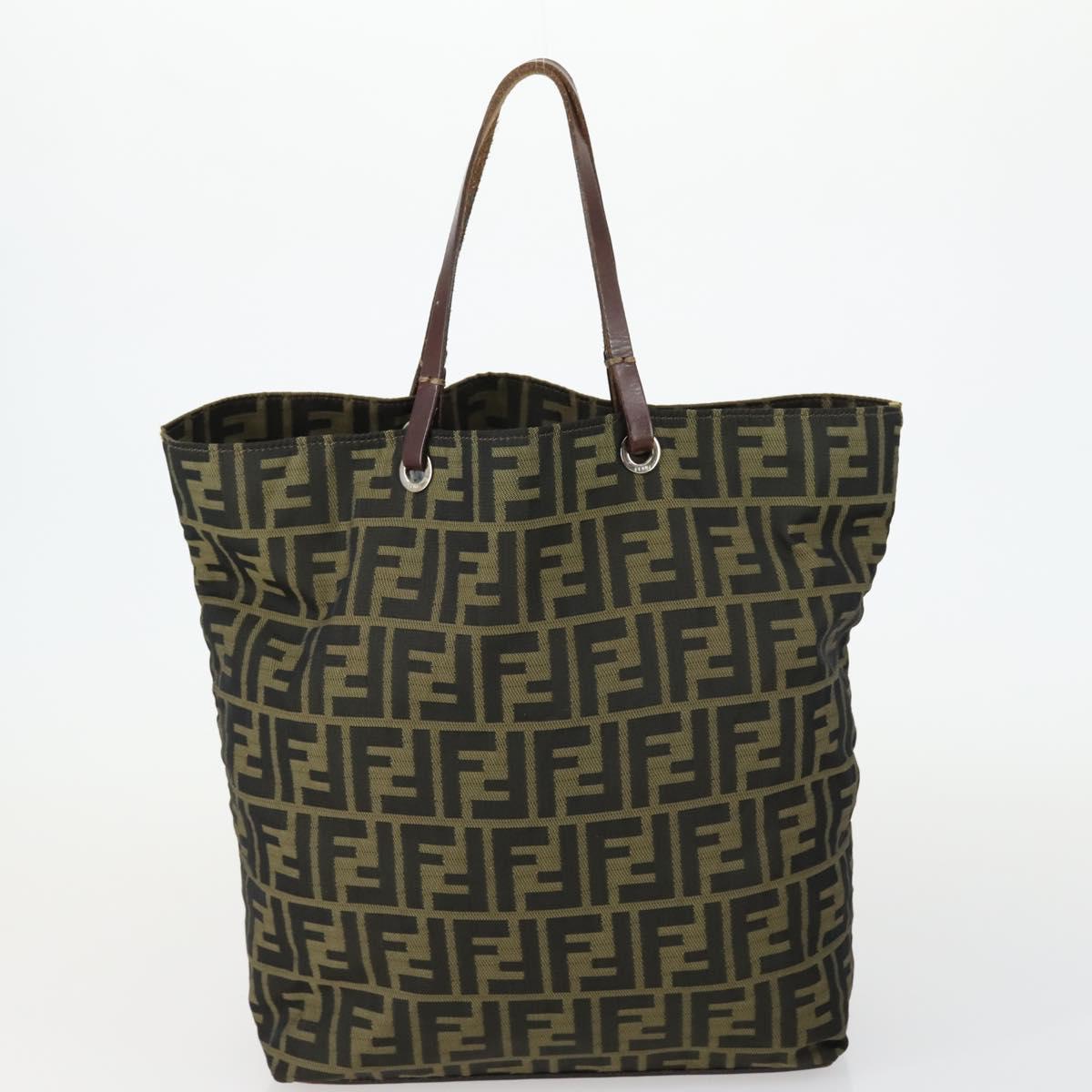 FENDI Zucca Canvas Hand Bag 2 Set Black Brown Auth ar13914