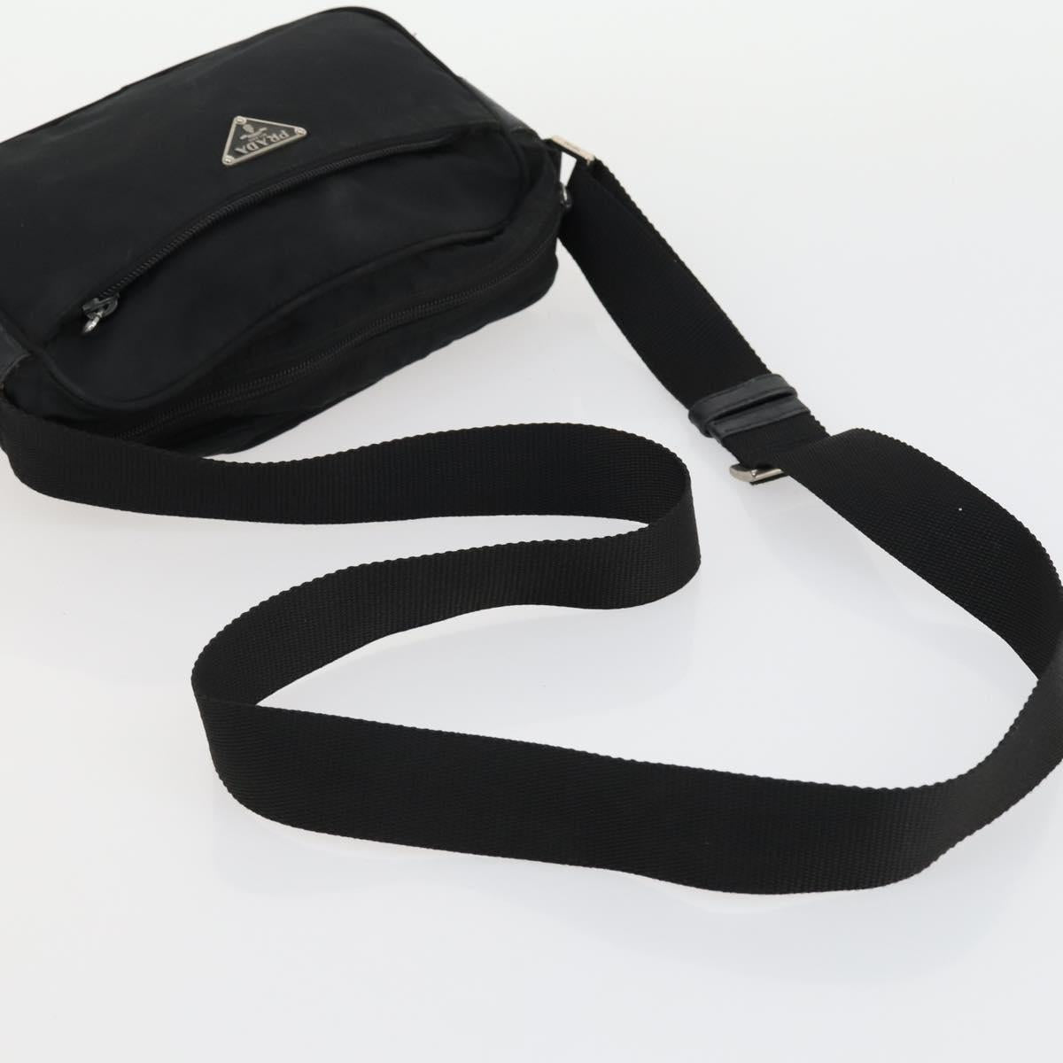 PRADA Shoulder Bag Nylon Enamel 2 Set Black Auth ar13916
