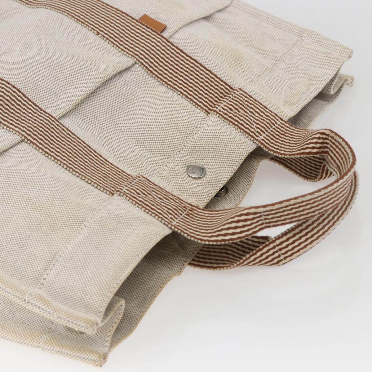 HERMES New Fourre Tout MM Hand Bag Canvas Beige Auth ar13917