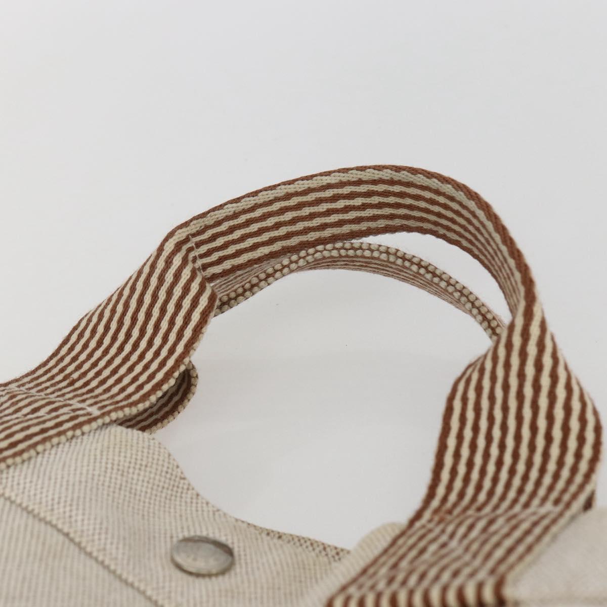 HERMES New Fourre Tout MM Hand Bag Canvas Beige Auth ar13917