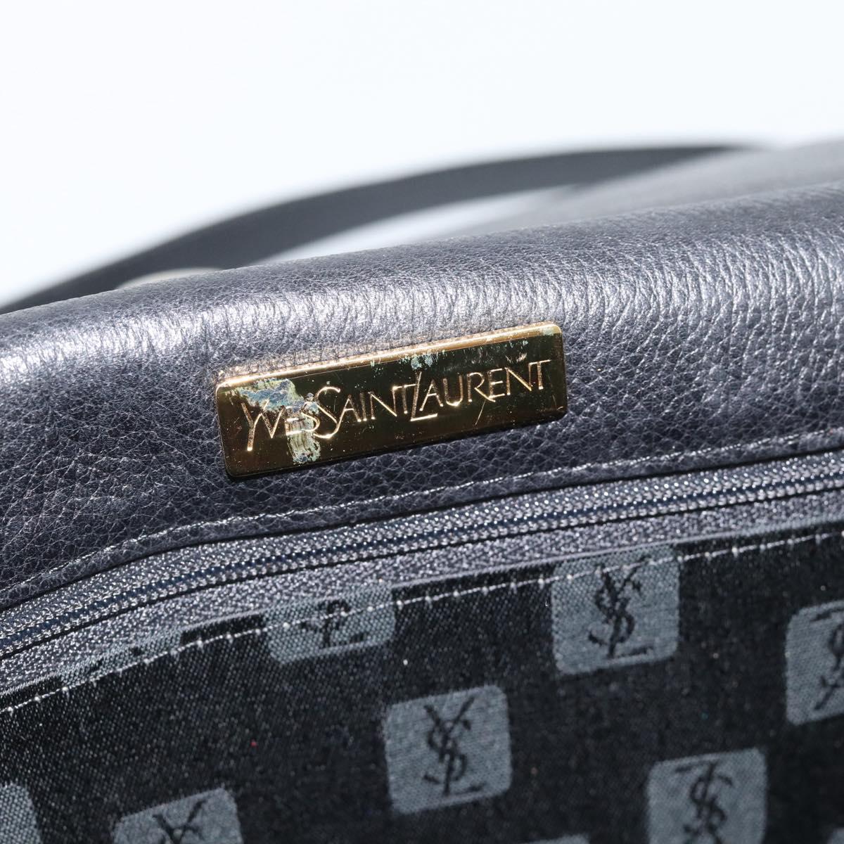 SAINT LAURENT Shoulder Bag Leather Black Gold Auth ar13928