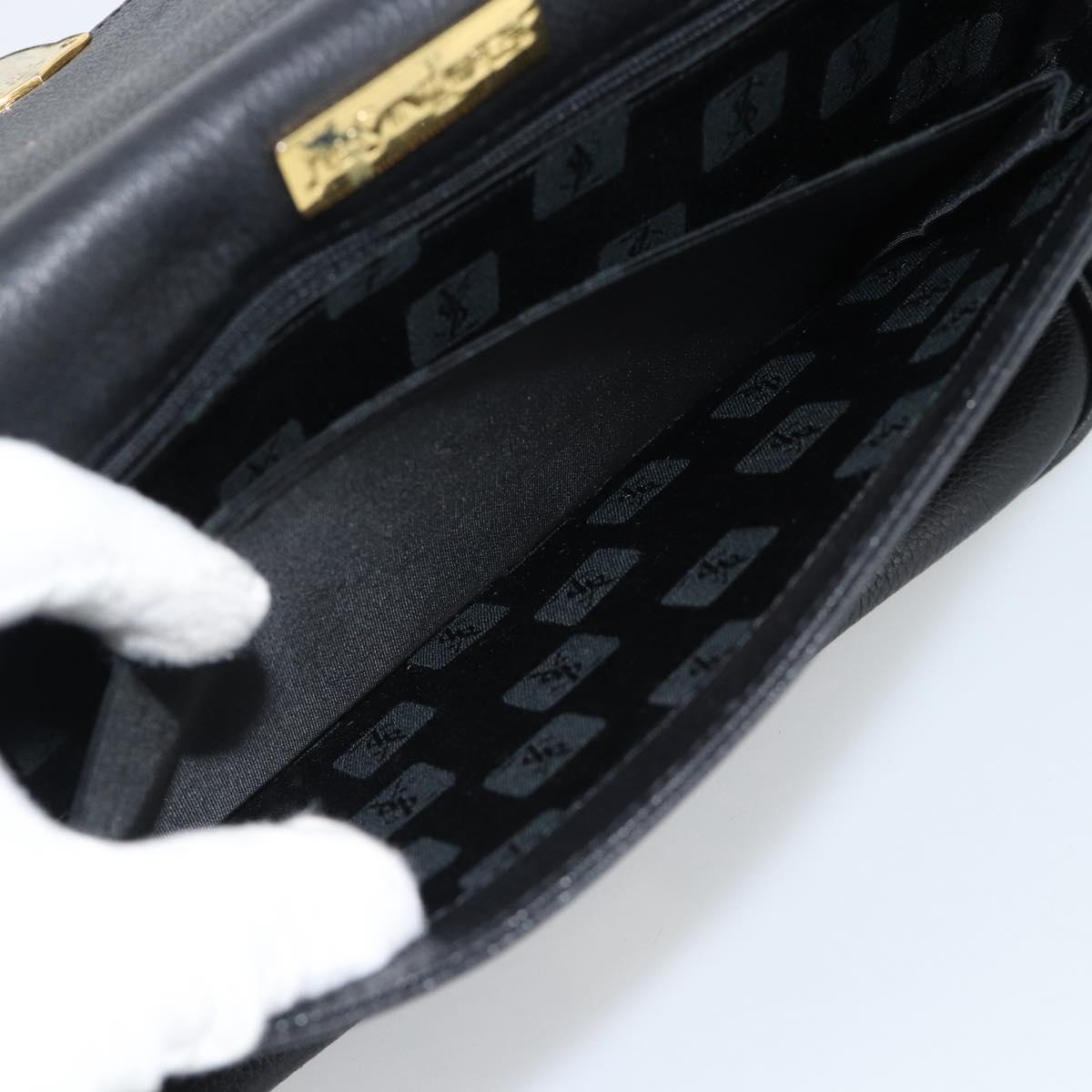 SAINT LAURENT Shoulder Bag Leather Black Gold Auth ar13928