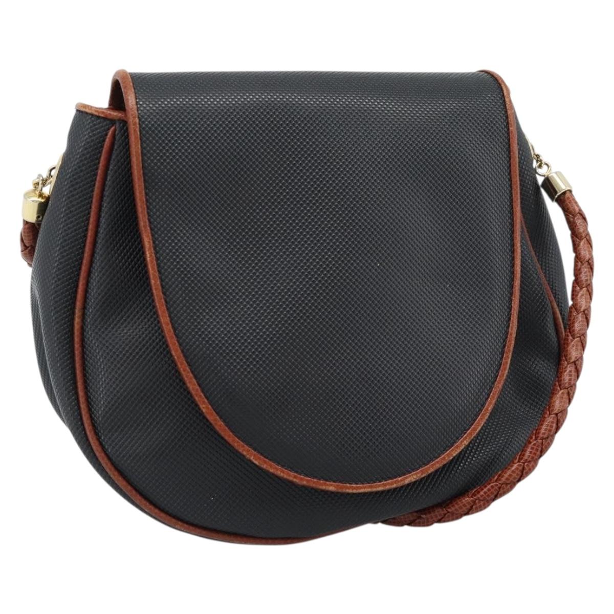 BOTTEGA VENETA Shoulder Bag Leather Black Gold Auth ar13929