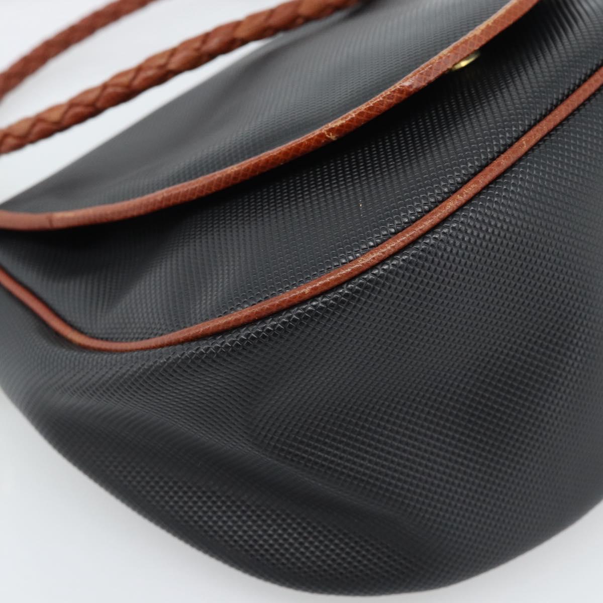BOTTEGA VENETA Shoulder Bag Leather Black Gold Auth ar13929