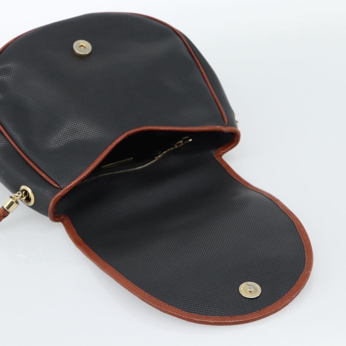 BOTTEGA VENETA Shoulder Bag Leather Black Gold Auth ar13929