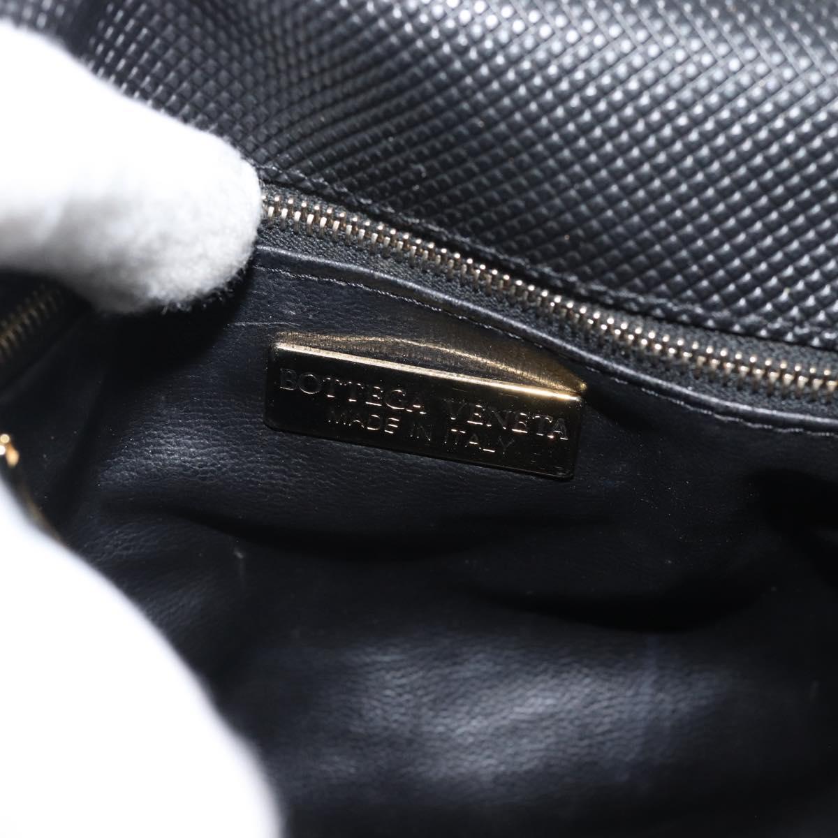 BOTTEGA VENETA Shoulder Bag Leather Black Gold Auth ar13929