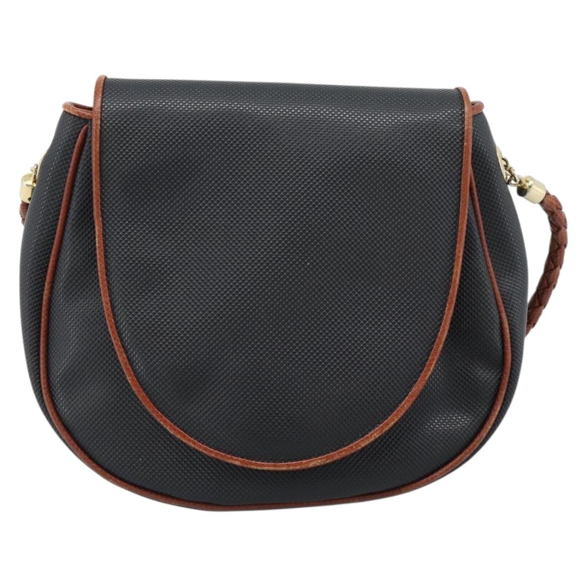 BOTTEGA VENETA Shoulder Bag Leather Black Gold Auth ar13929