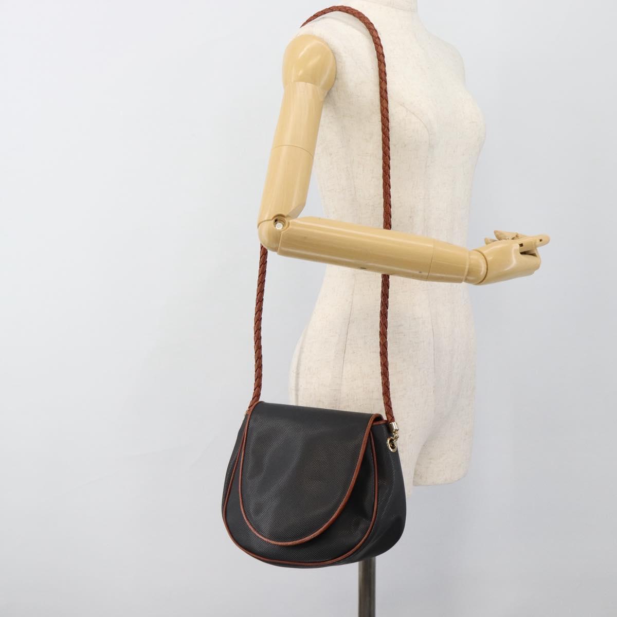 BOTTEGA VENETA Shoulder Bag Leather Black Gold Auth ar13929