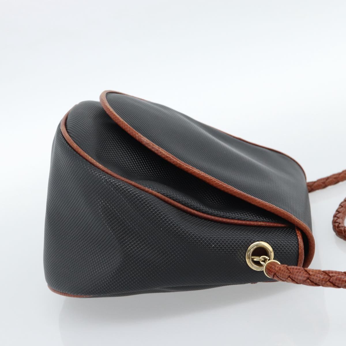 BOTTEGA VENETA Shoulder Bag Leather Black Gold Auth ar13929