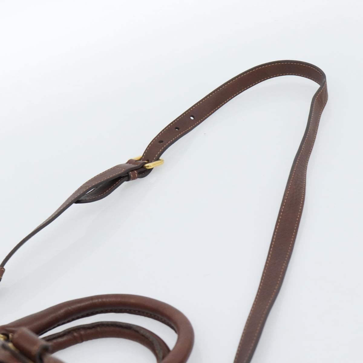 PRADA Hand Bag Leather 2way Brown Gold Auth ar13931A