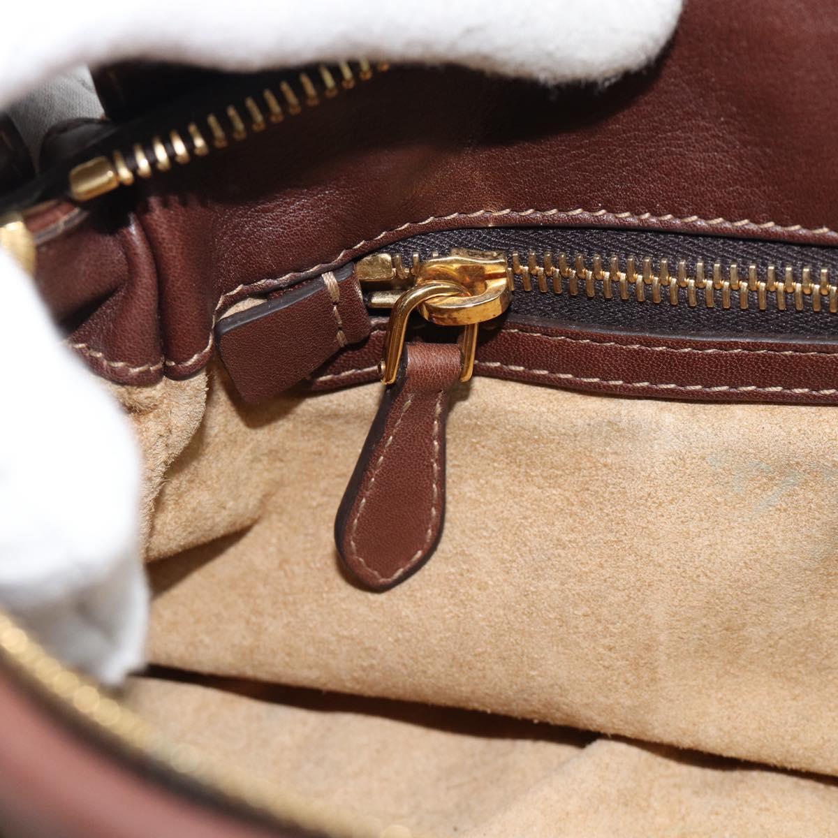 PRADA Hand Bag Leather 2way Brown Gold Auth ar13931A