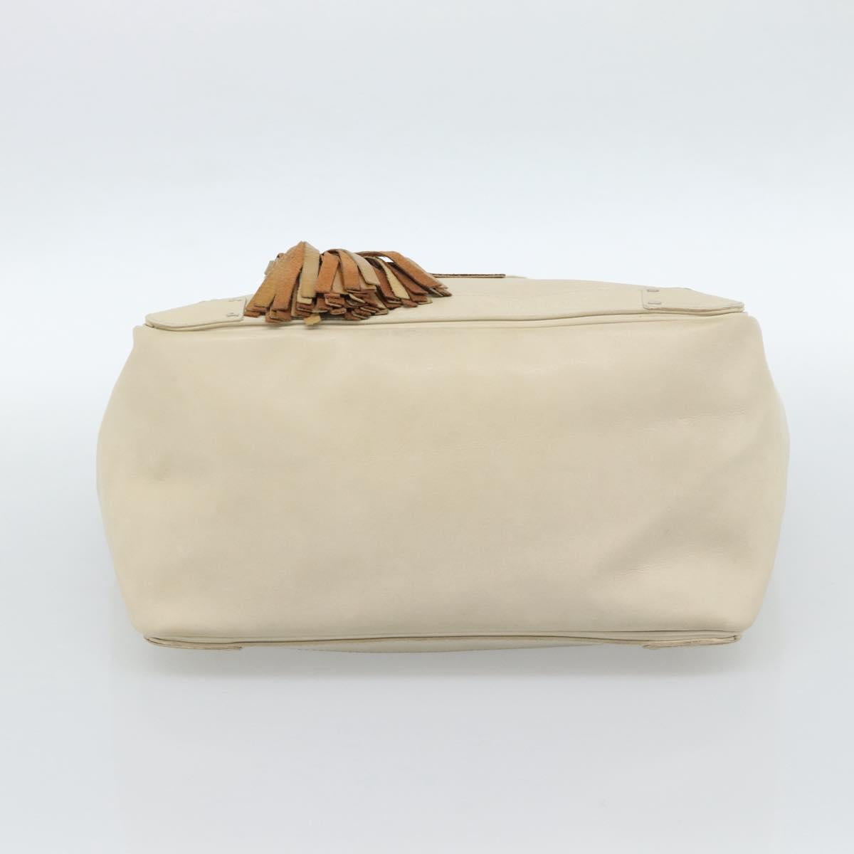 Chloe Tote Bag Leather Ivory Gold Auth ar13933