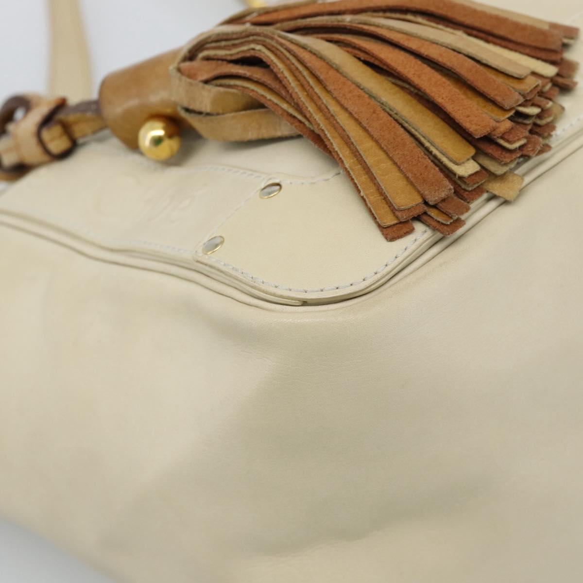 Chloe Tote Bag Leather Ivory Gold Auth ar13933