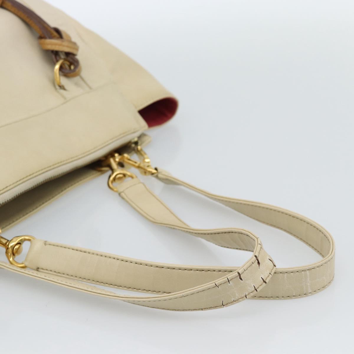 Chloe Tote Bag Leather Ivory Gold Auth ar13933