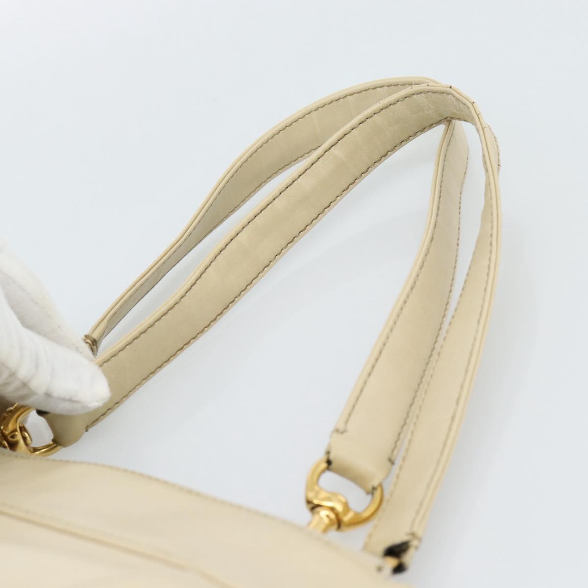Chloe Tote Bag Leather Ivory Gold Auth ar13933