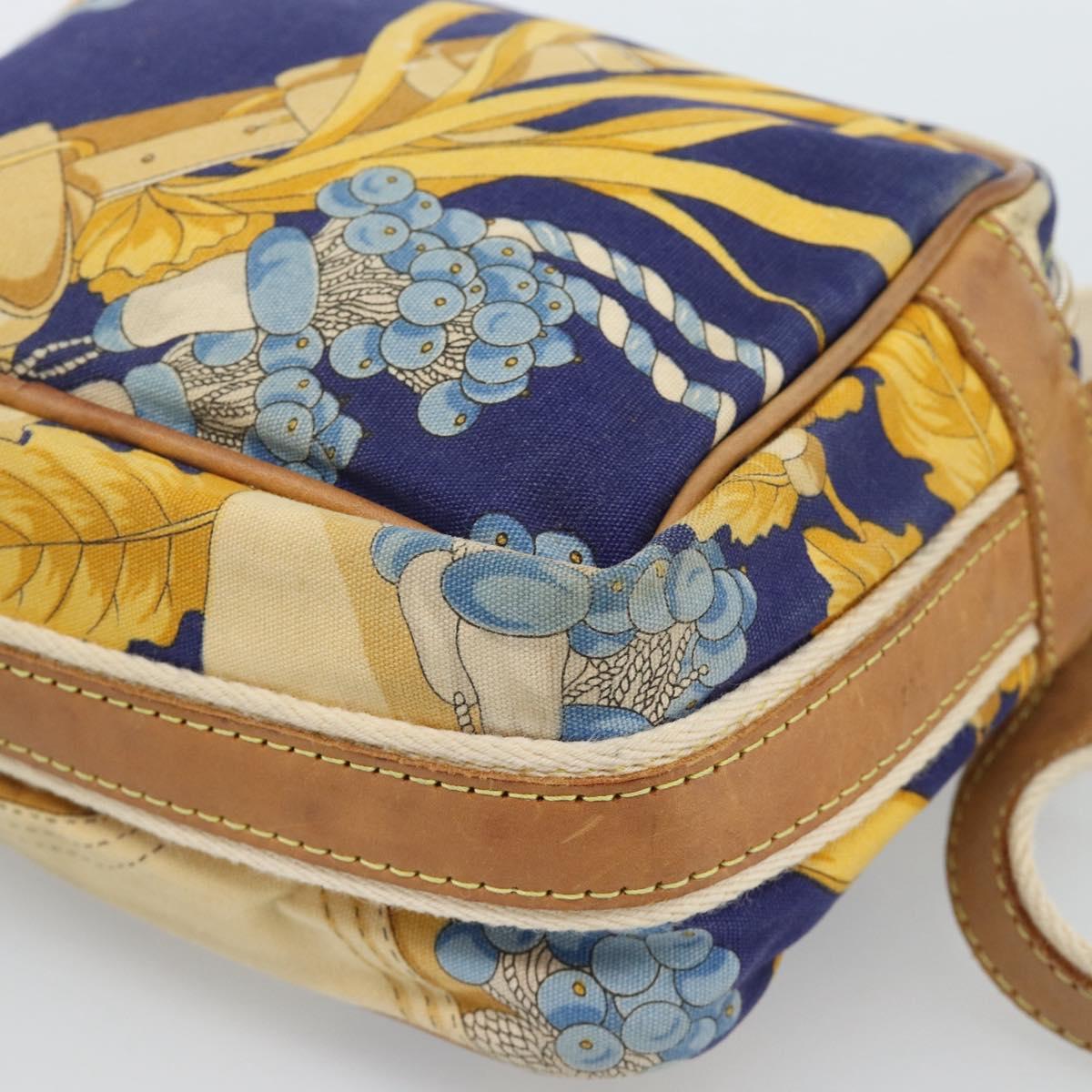 LOEWE Shoulder Bag Canvas Blue Gold Auth ar13934
