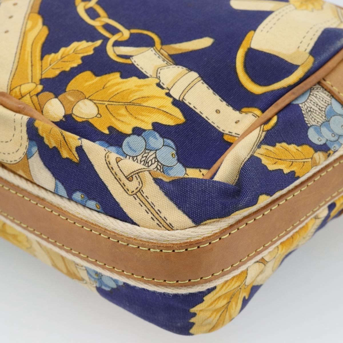 LOEWE Shoulder Bag Canvas Blue Gold Auth ar13934
