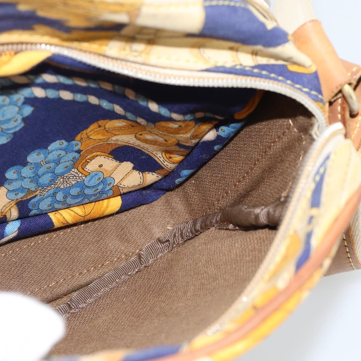 LOEWE Shoulder Bag Canvas Blue Gold Auth ar13934