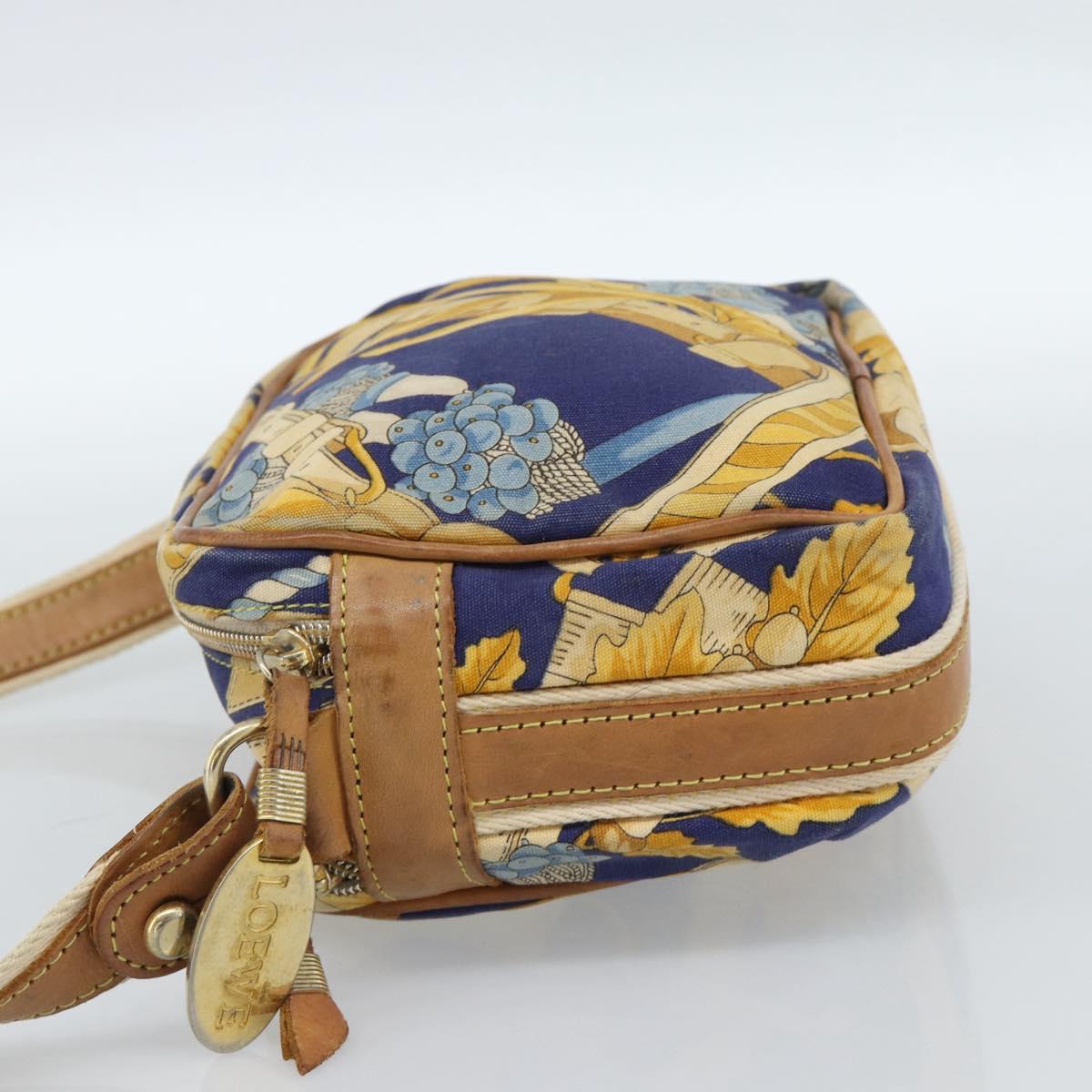 LOEWE Shoulder Bag Canvas Blue Gold Auth ar13934