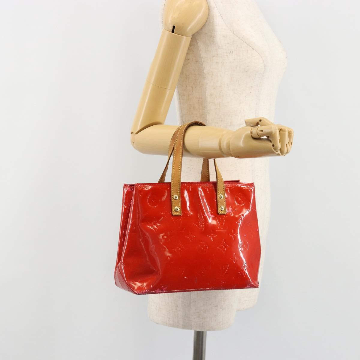 LOUIS VUITTON Monogram Vernis Reade PM Hand Bag Red Rouge M91088 LV Auth ar13936