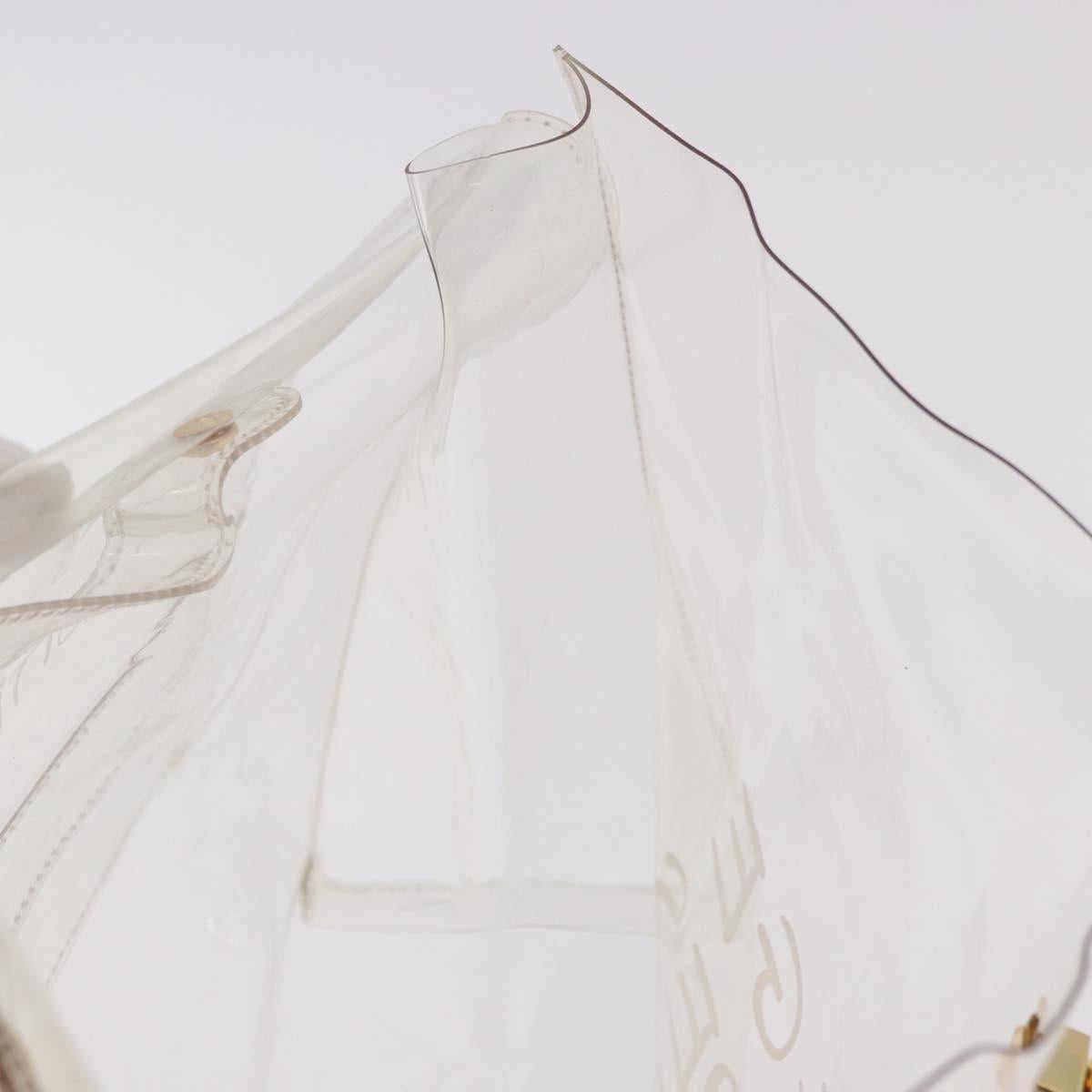 HERMES Vinyl Kelly Hand Bag Vinyl Clear Gold Auth ar13937