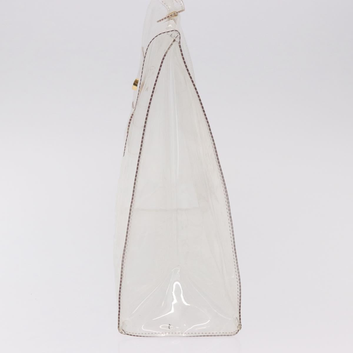 HERMES Vinyl Kelly Hand Bag Vinyl Clear Gold Auth ar13937