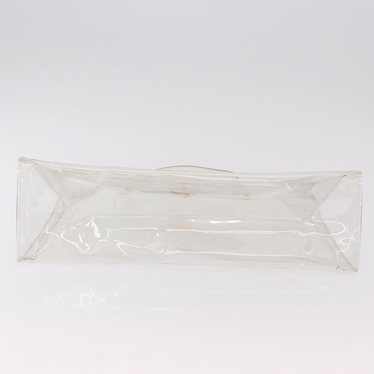 HERMES Vinyl Kelly Hand Bag Vinyl Clear Gold Auth ar13937