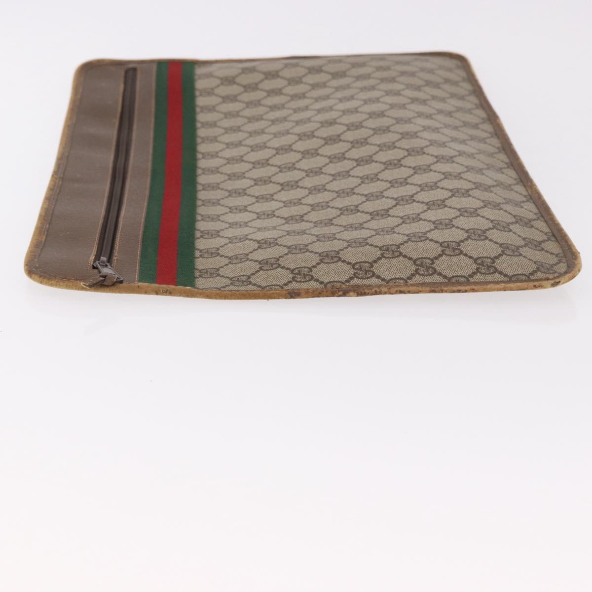 GUCCI GG Supreme Web Sherry Line Clutch Bag PVC Beige 89 02 060 Auth ar13939