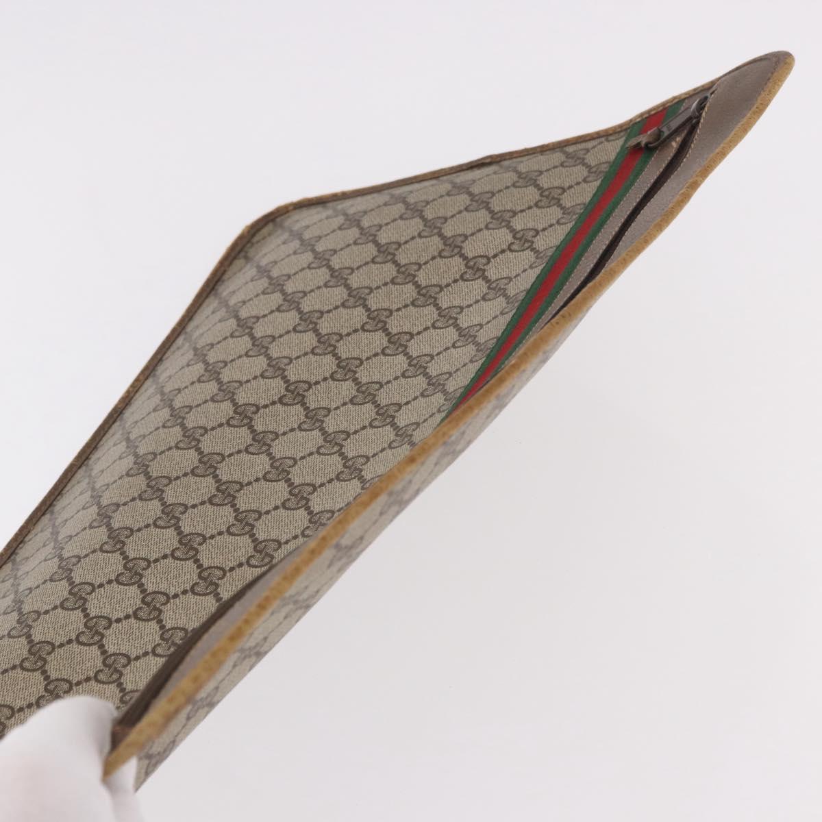 GUCCI GG Supreme Web Sherry Line Clutch Bag PVC Beige 89 02 060 Auth ar13939