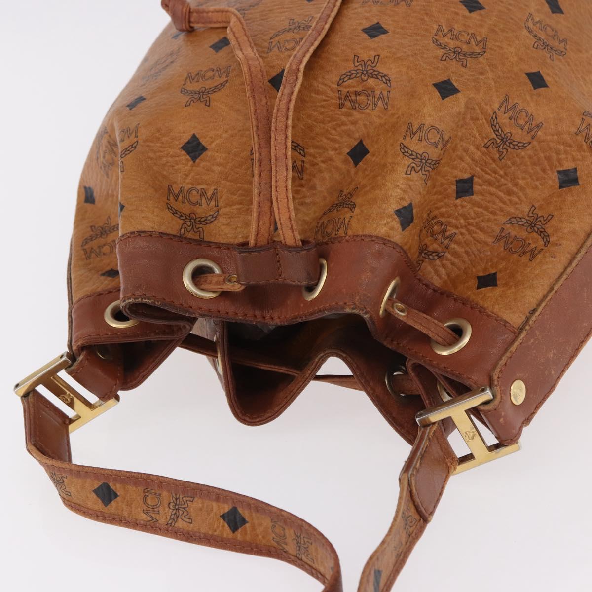 MCM Vicetos Logogram Purse Shoulder Bag PVC Leather Brown Gold Auth ar13940
