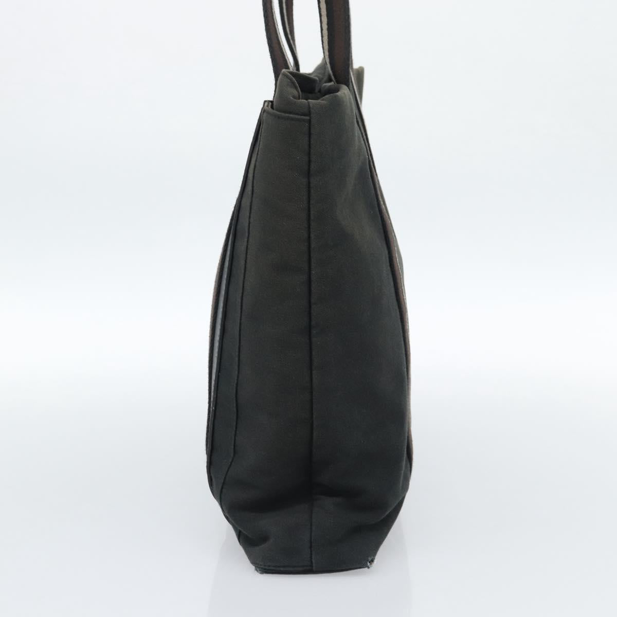 HERMES Troca Vertical Tote Bag Cotton Black Silver Auth ar13941