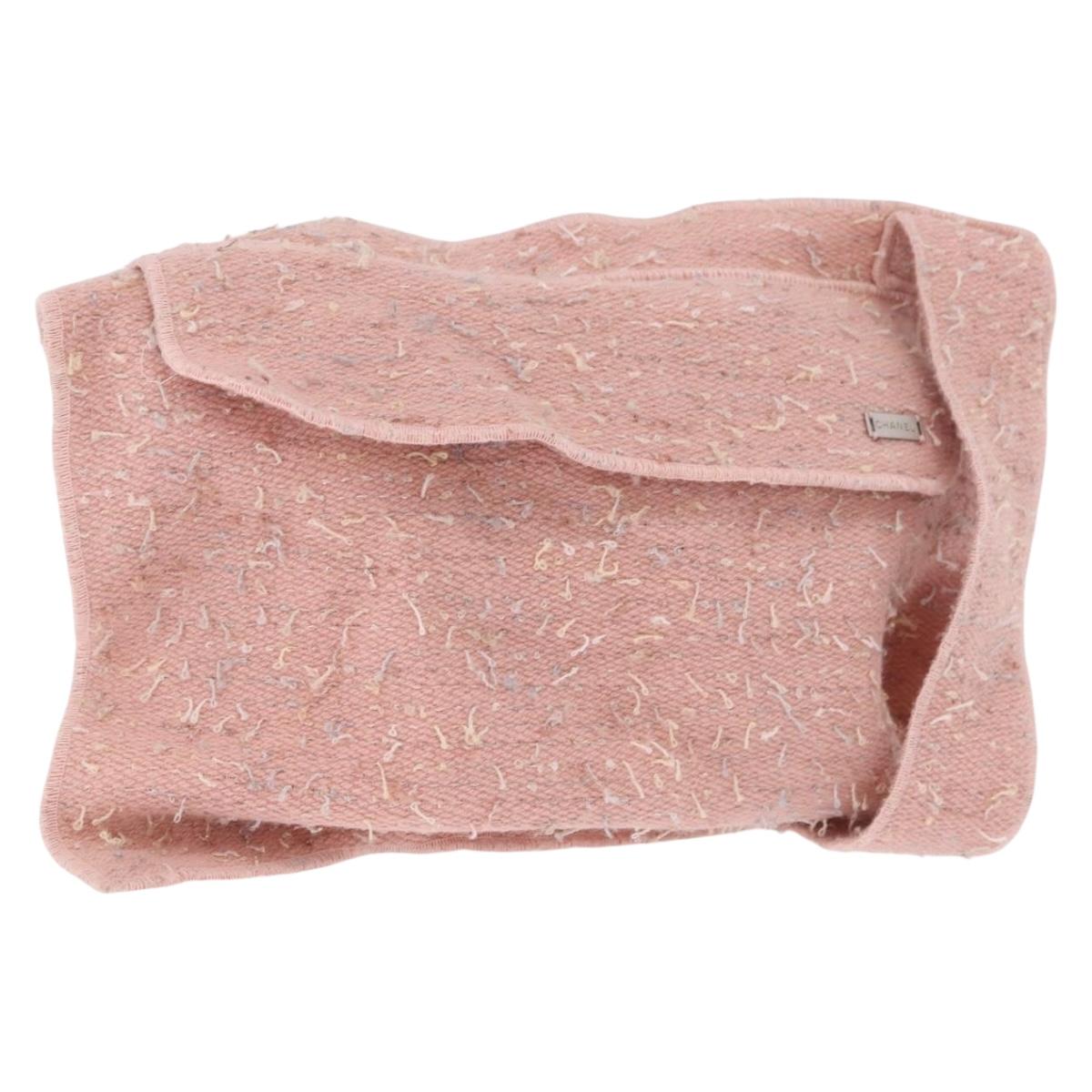 CHANEL Shoulder Bag Tweed Pink Silver CC Auth ar13942A