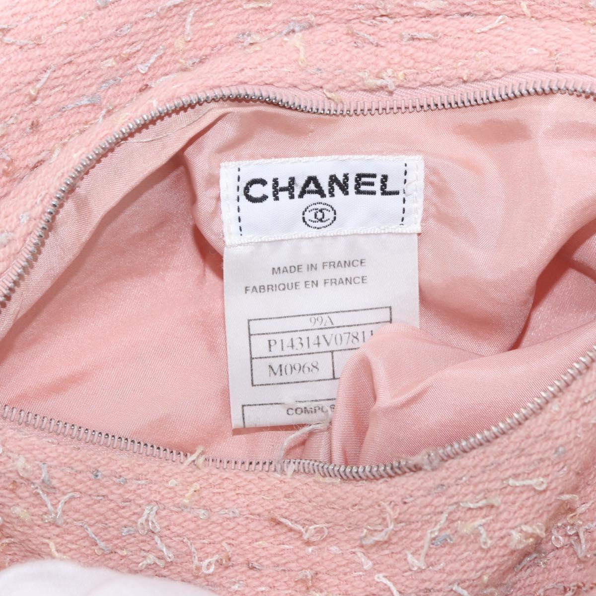 CHANEL Shoulder Bag Tweed Pink Silver CC Auth ar13942A