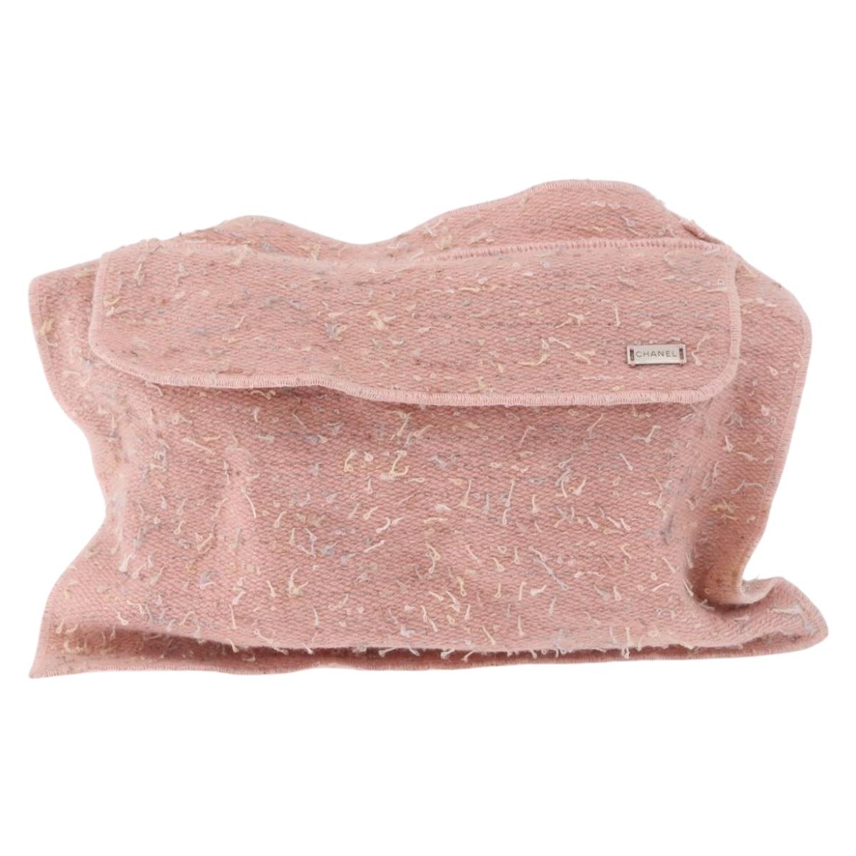 CHANEL Shoulder Bag Tweed Pink Silver CC Auth ar13942A