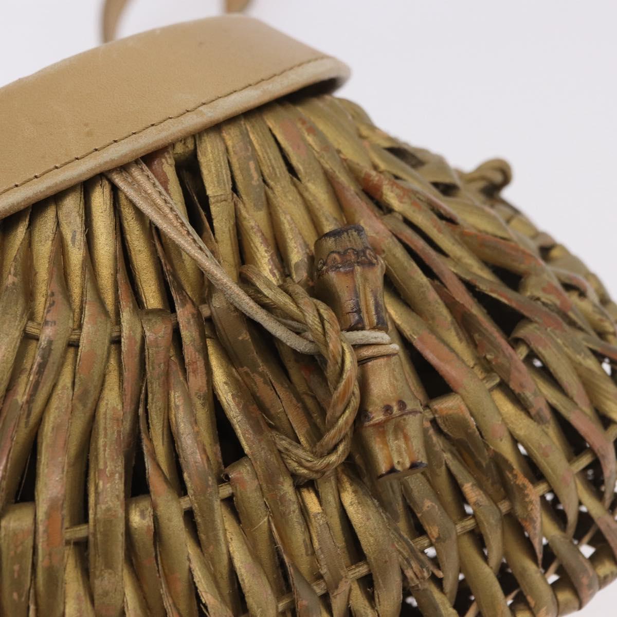 BOTTEGA VENETA Shoulder Bag Rattan Gold Auth ar13948